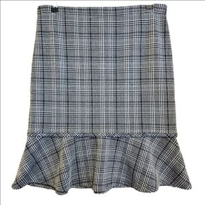 Max Studio Black and White Plaid Midi Peplum Skirt